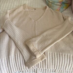 Free People cream take over me V-Neck Sweater